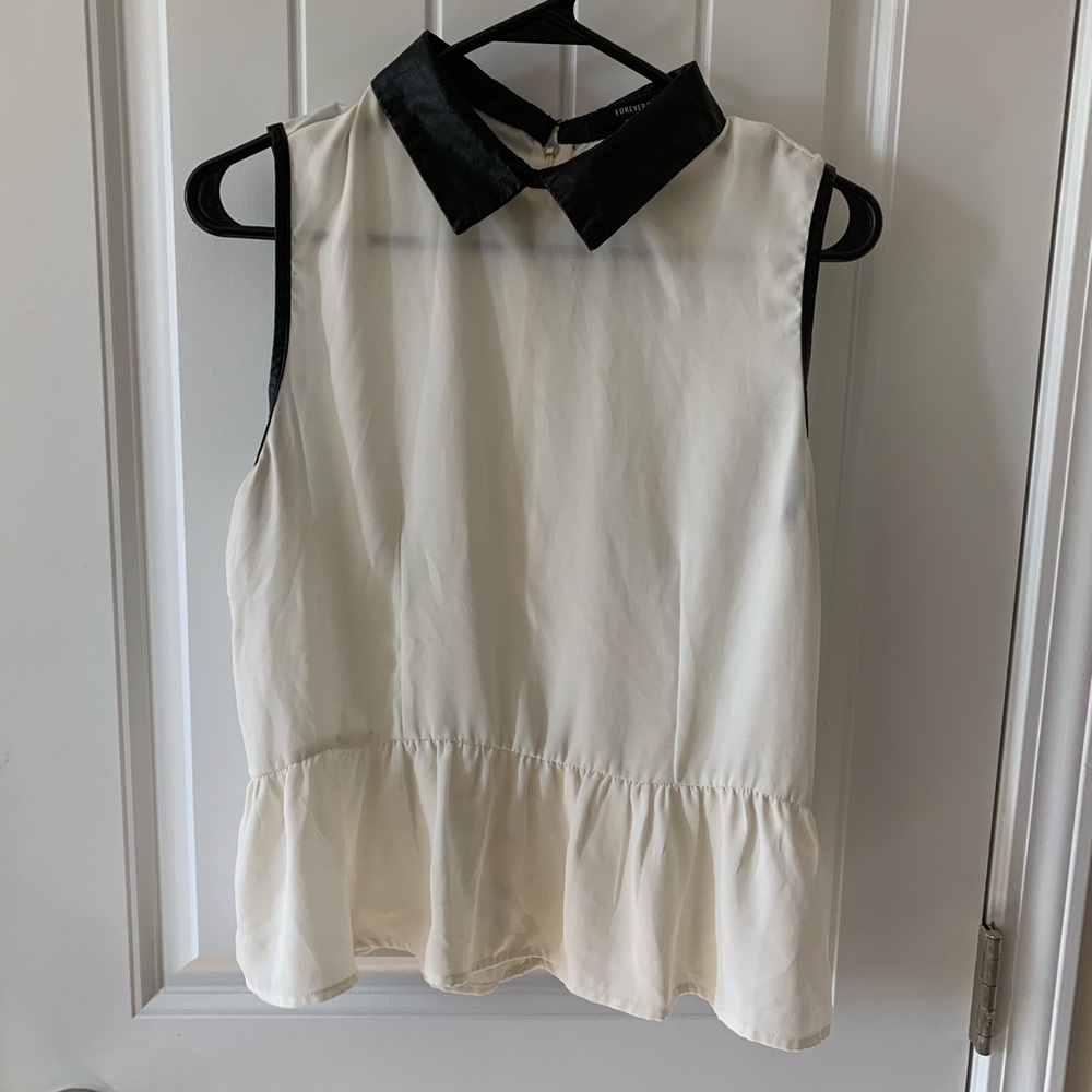 Forever 21 black and white Peplum shirt